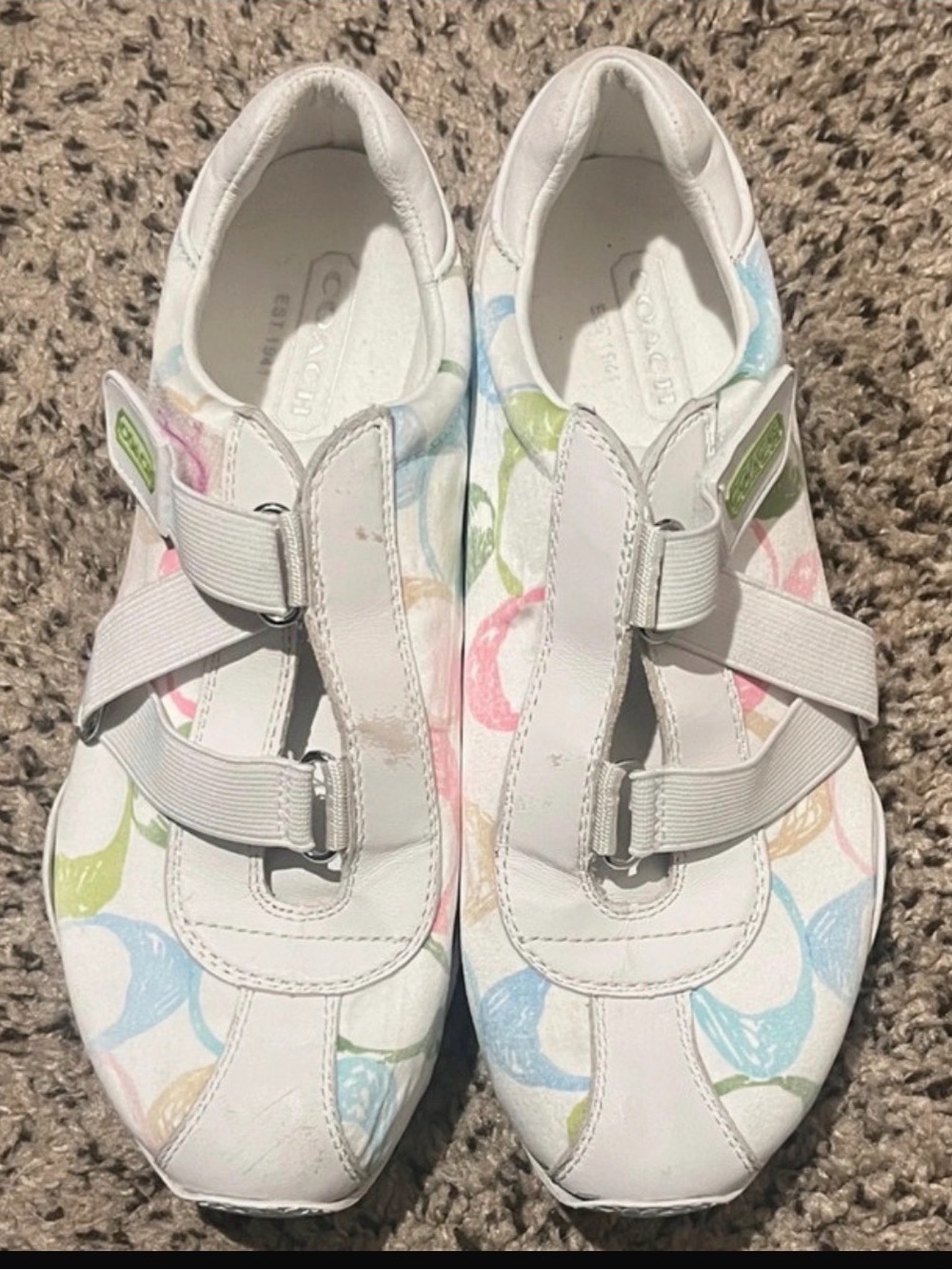 Coach Kyrie Sneakers with Pastel Multi-Color Signature C Print 7.5